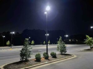 Raleigh parking lot using stealth 120-23 solar lights