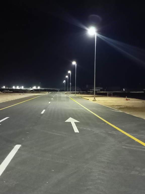 Picture taken of an installation of solar street lighting