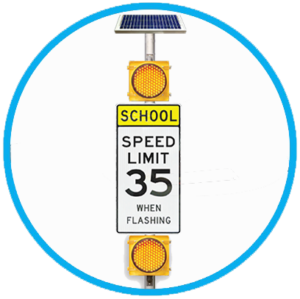 school zone warning flashing sign