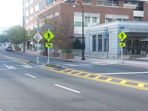 solar crosswalk signs installed